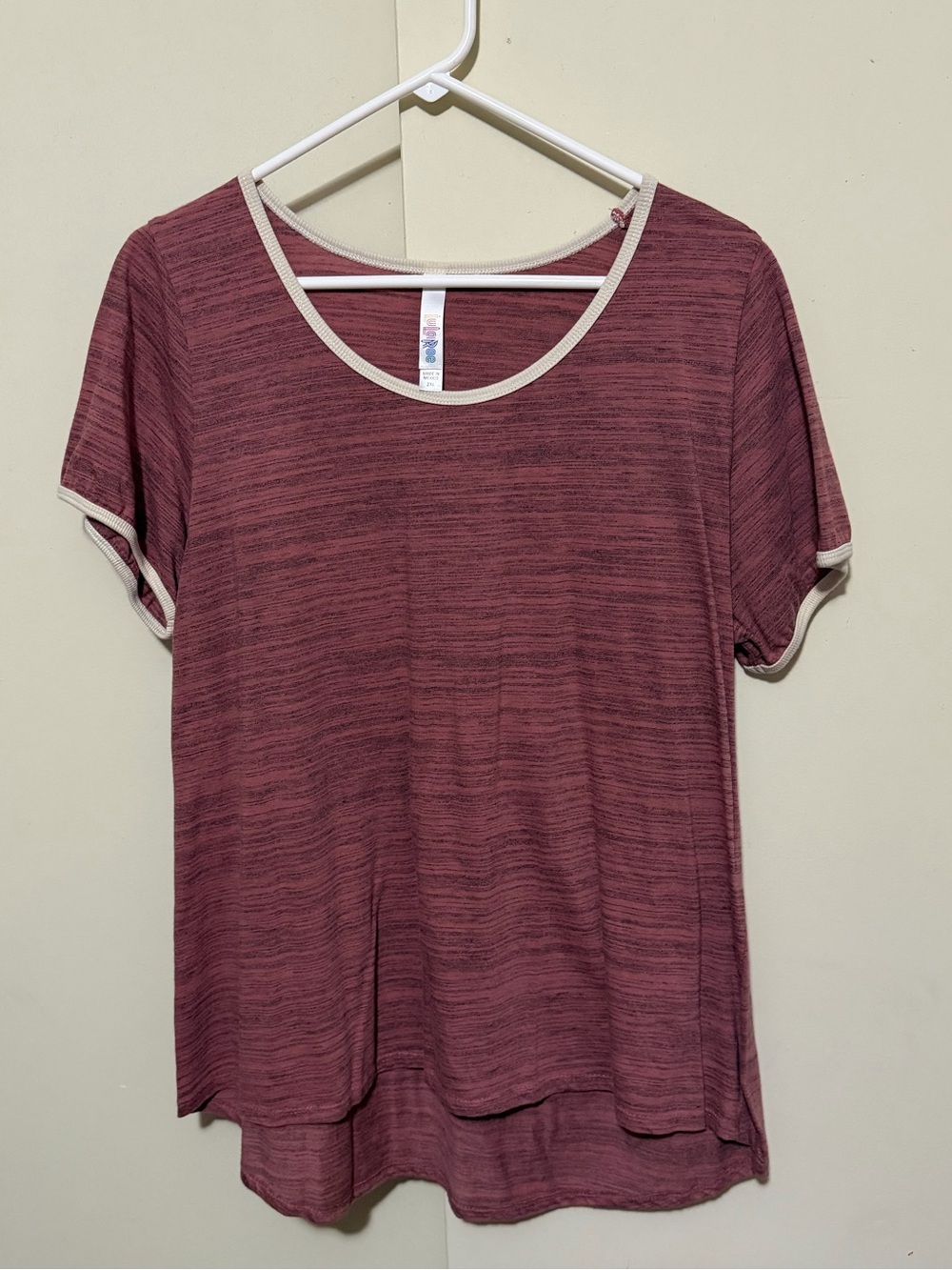 Lularoe Lightweight Short-Sleeve Top in Dusty Rose with Contrast Trim